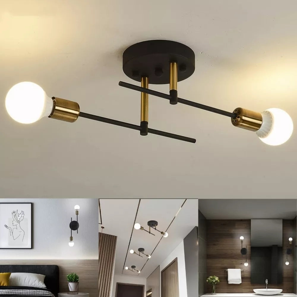 Lámpara Sputnik 2 Luces Dorado