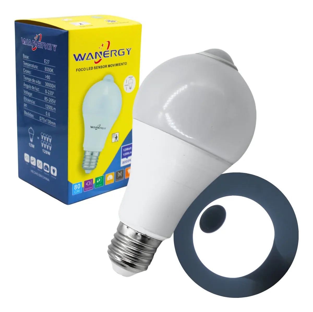 Foco con sensor de movimiento 12W