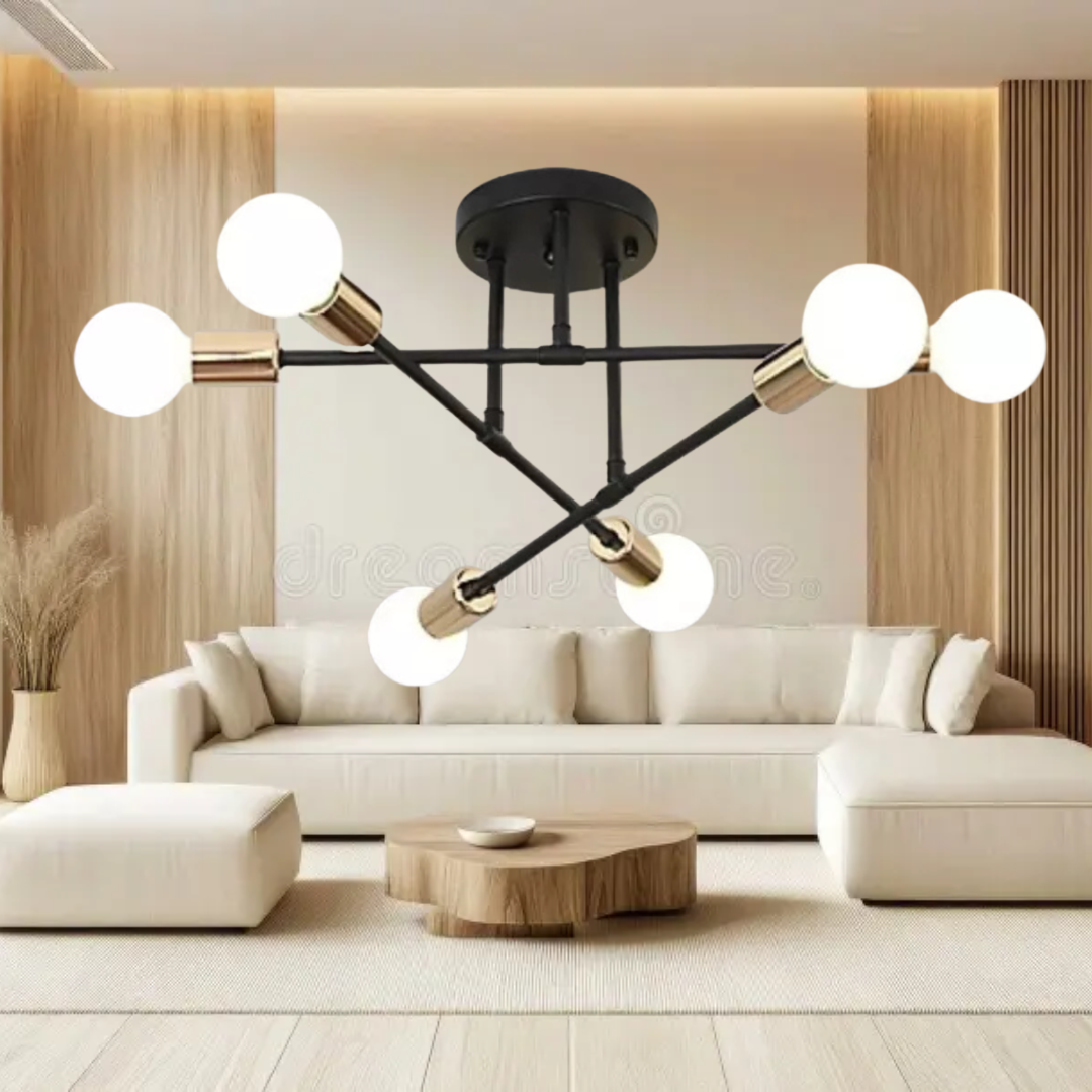 Lámpara Sputnik 6 Luces Dorado